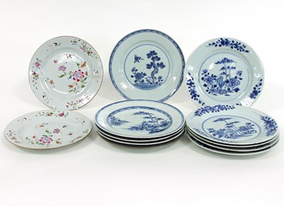 Lot 1047 - Ten late 18th Century Chinese blue and white...