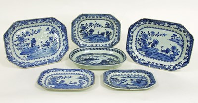 Lot 1051 - Five Nankin blue and white rectangular...