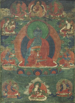 Lot 1065 - A Tibetan thanka, probably 17th Century,...