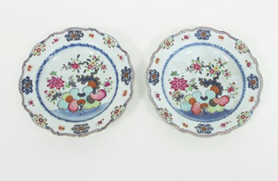 Lot 1077 - A pair of Chinese cabbage leaf plates,...