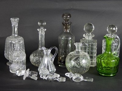 Lot 4 - Sundry cut glass decanters, carafes, oil...