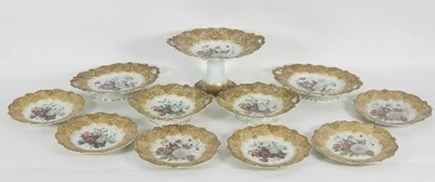 Lot 30 - An English pottery dessert service of eleven...