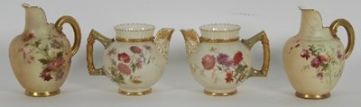 Lot 33 - A pair of Royal Worcester blush ivory jugs, No....