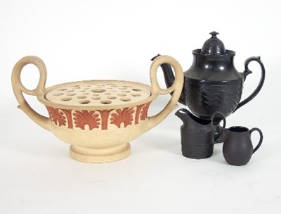 Lot 48 - A Wedgwood caneware kantharos-form pot-pourri...