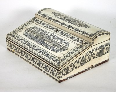 Lot 72 - An Anglo Indian engraved ivory writing slope,...