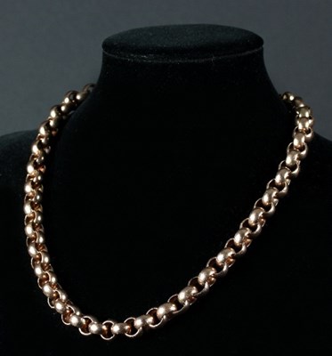 Lot 145 - A 9ct gold chain with circular links and a...