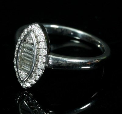 Lot 152 - A diamond ring set in 18ct gold, the marquise...