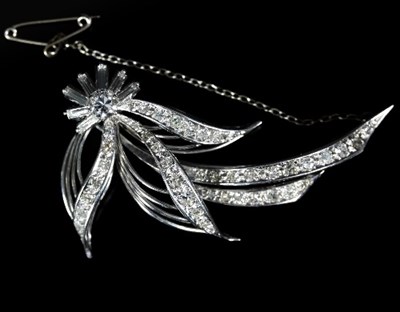 Lot 154 - A platinum and diamond flower spray brooch,...