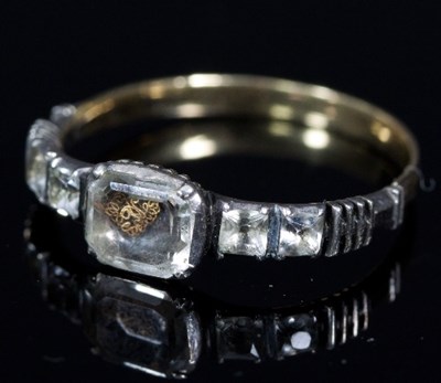 Lot 164 - A Stuart crystal ring, 18th Century, with gold...