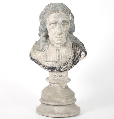 Lot 177 - A plaster bust of Milton, on a socle base,...