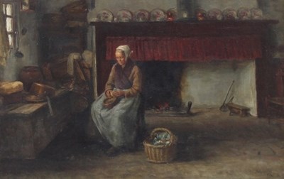 Lot 211 - 19th Century Dutch School/Woman Working in a...