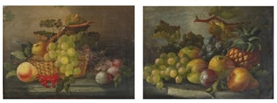 Lot 231 - M Margetson/Still Life with Fruit on a Marble...