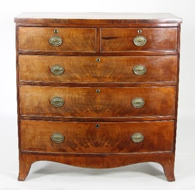 Lot 465 - A 19th Century satinwood bowfront chest of two...