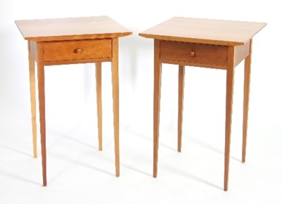 Lot 477 - A pair of Shaker cherry wood bedside tables,...