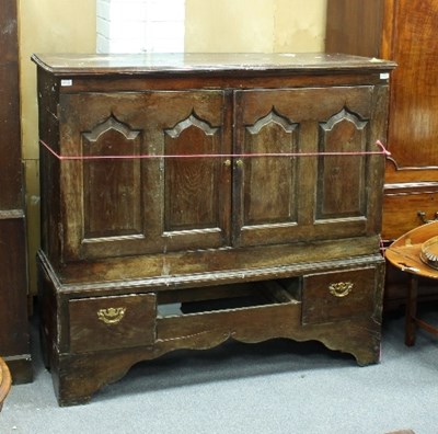 Lot 487 - An 18th Century oak Carmarthenshire chest, the...