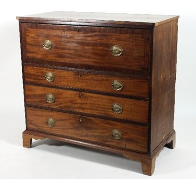 Lot 489 - A 19th Century mahogany secretaire chest, the...