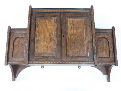 Lot 495 - A 19th Century walnut veneered breakfront wall...