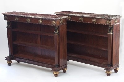 Lot 505 - A pair of Regency style mahogany dwarf...