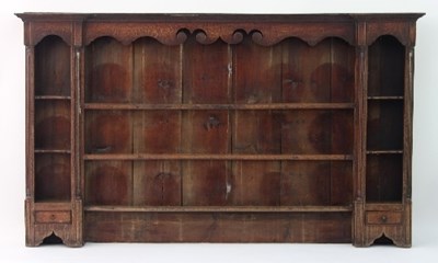 Lot 514 - A fine 18th Century oak dresser rack with...