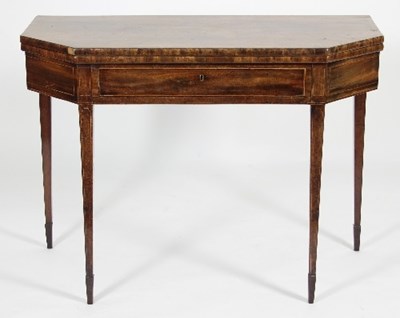 Lot 520 - A George III mahogany tea table, the fold over...