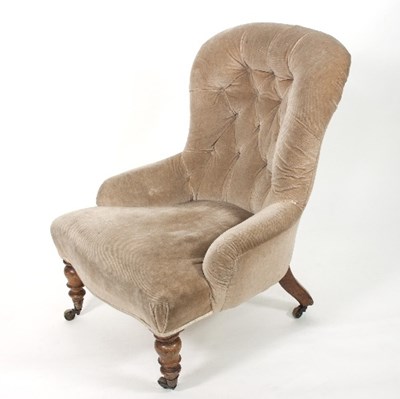 Lot 521 - A Victorian button back nursing chair, on...