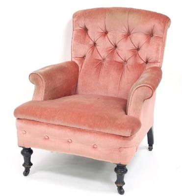 Lot 527 - A Victorian armchair with deep button back,...