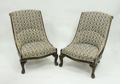 Lot 529 - A pair of nursing chairs, each with scroll...