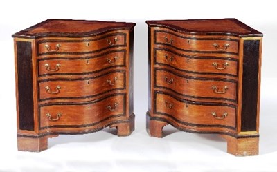 Lot 530 - A pair of George III satinwood corner commodes...