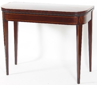 Lot 535 - A Georgian mahogany D-shaped card table with...