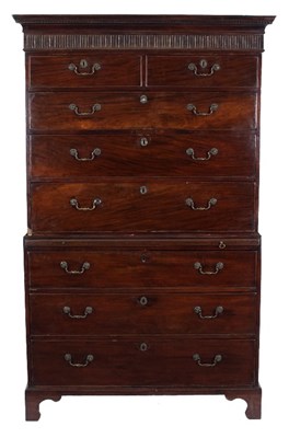 Lot 539 - A George III mahogany tallboy, with dentil...