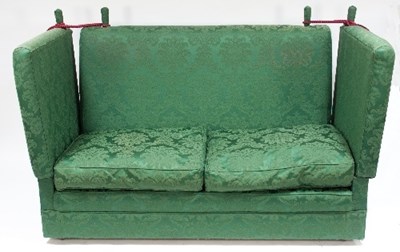 Lot 550 - A pair of Knole settees with usual drop ends...