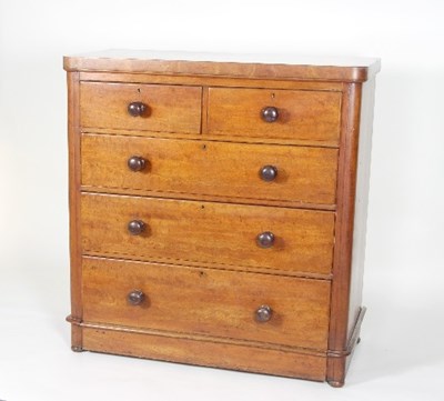 Lot 571 - A Victorian mahogany chest, of three long and...