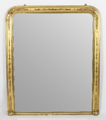 Lot 581 - A Victorian arch top overmantel mirror,...