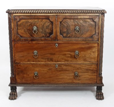 Lot 596 - A Regency mahogany secretaire chest with broad...