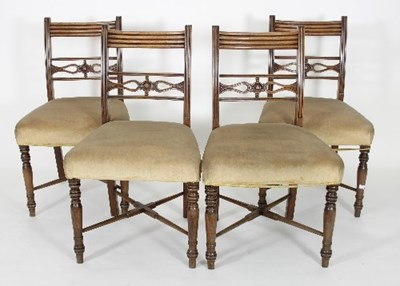 Lot 601 - Four Regency mahogany dining chairs with...