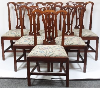 Lot 620 - Six mahogany dining chairs of late 18th...