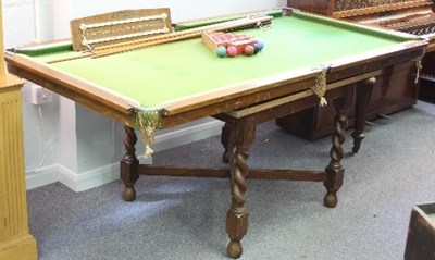 Lot 631 - A table top billiards table, 183.5cm x 102cm,...