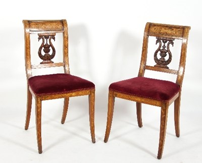 Lot 645 - A pair of Dutch 19th Century walnut inlaid...