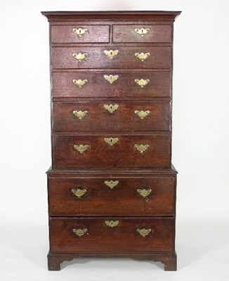 Lot 673 - A 19th Century oak chest on chest, the top...