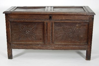 Lot 675 - An 18th Century and later oak coffer with...