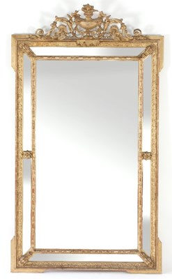 Lot 677 - A Louis XVI style gilt gesso pier glass, circa...