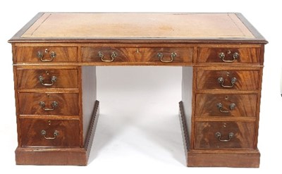 Lot 678 - A George III style mahogany pedestal desk,...