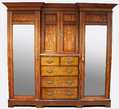 Lot 681 - A late Victorian rosewood and marquetry...