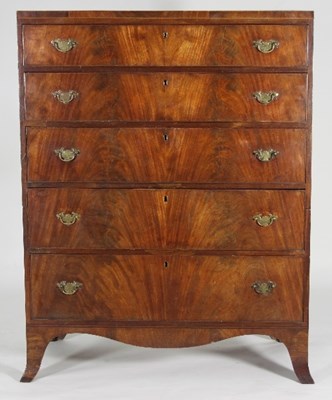 Lot 685 - A 19th Century mahogany chest of five long...