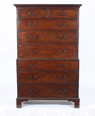 Lot 694 - A George III mahogany chest on chest, the...