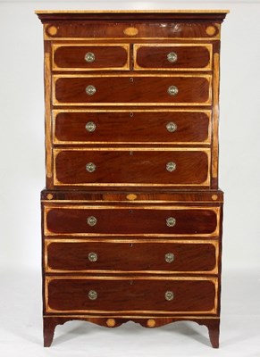 Lot 697 - A late 18th Century tallboy chest crossbanded...