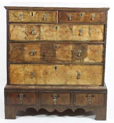 Lot 698 - An early 18th Century walnut chest of two...