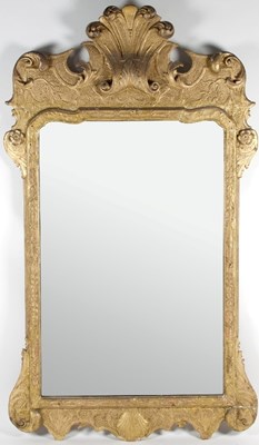 Lot 699 - A George I carved giltwood framed mirror, with...