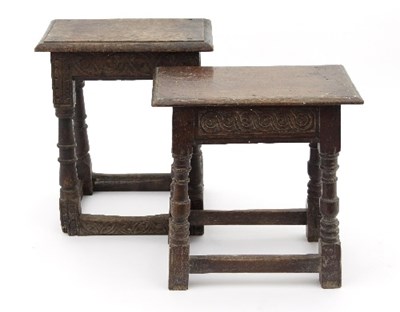 Lot 707 - Two oak joint stools