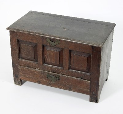 Lot 708 - An 18th Century oak chest of small proportions,...